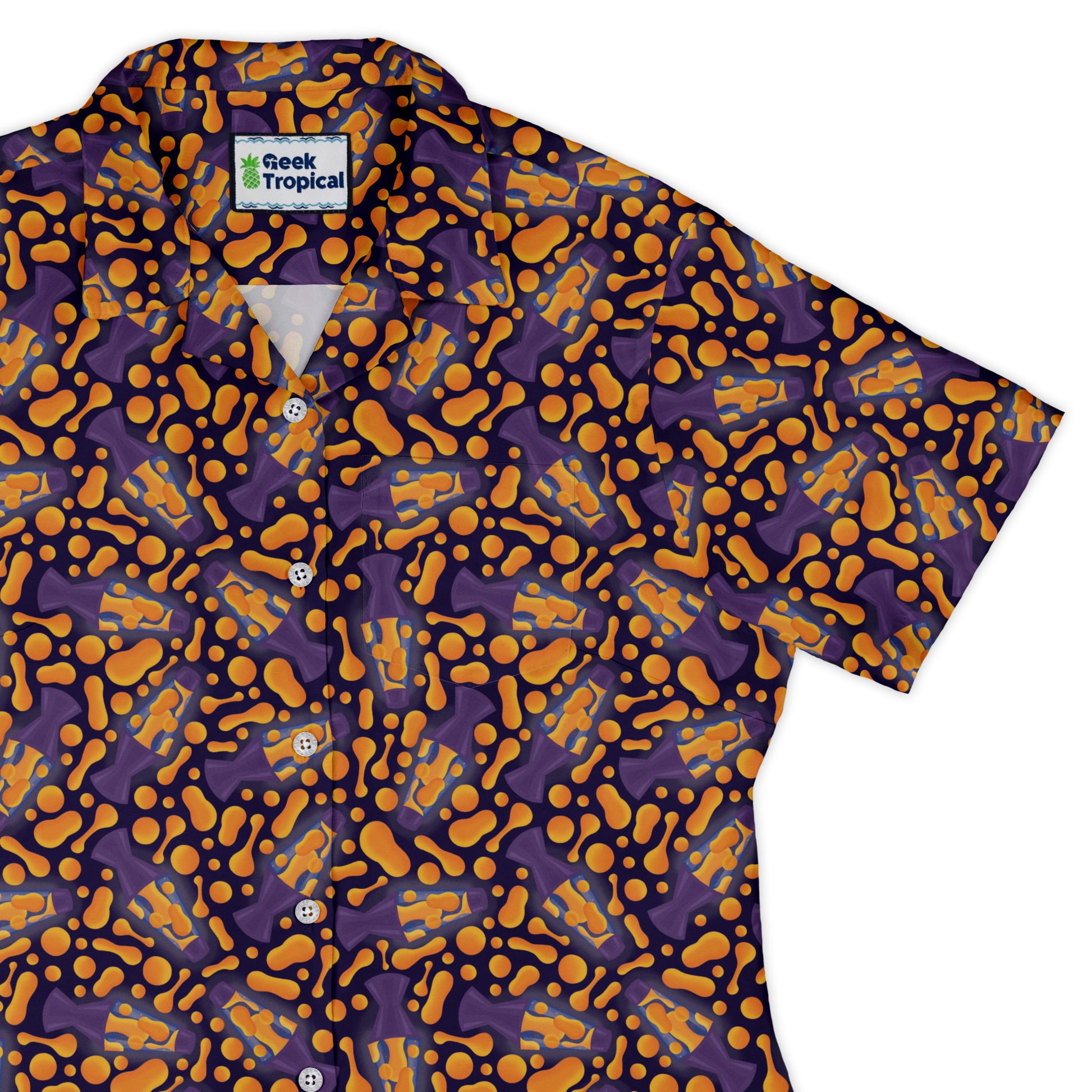 Groovy Lava Lamps Dark Curvy Button Up Shirt Old Curvy Button Up Shirt womens top right