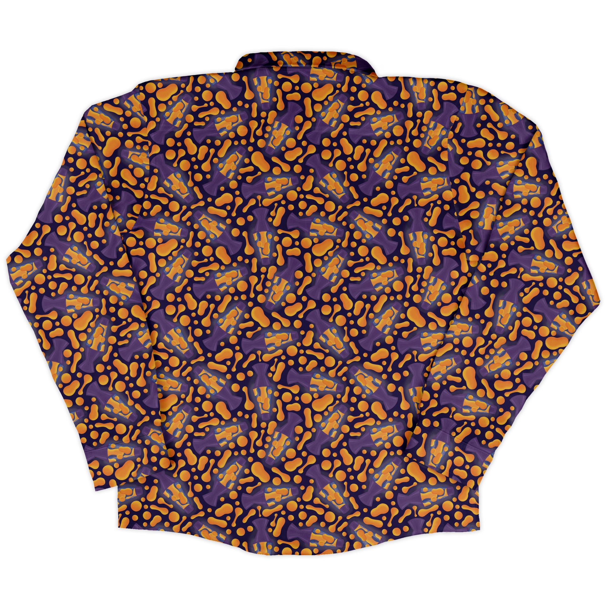 Groovy Lava Lamps Dark Long Sleeve Button Up Shirt back