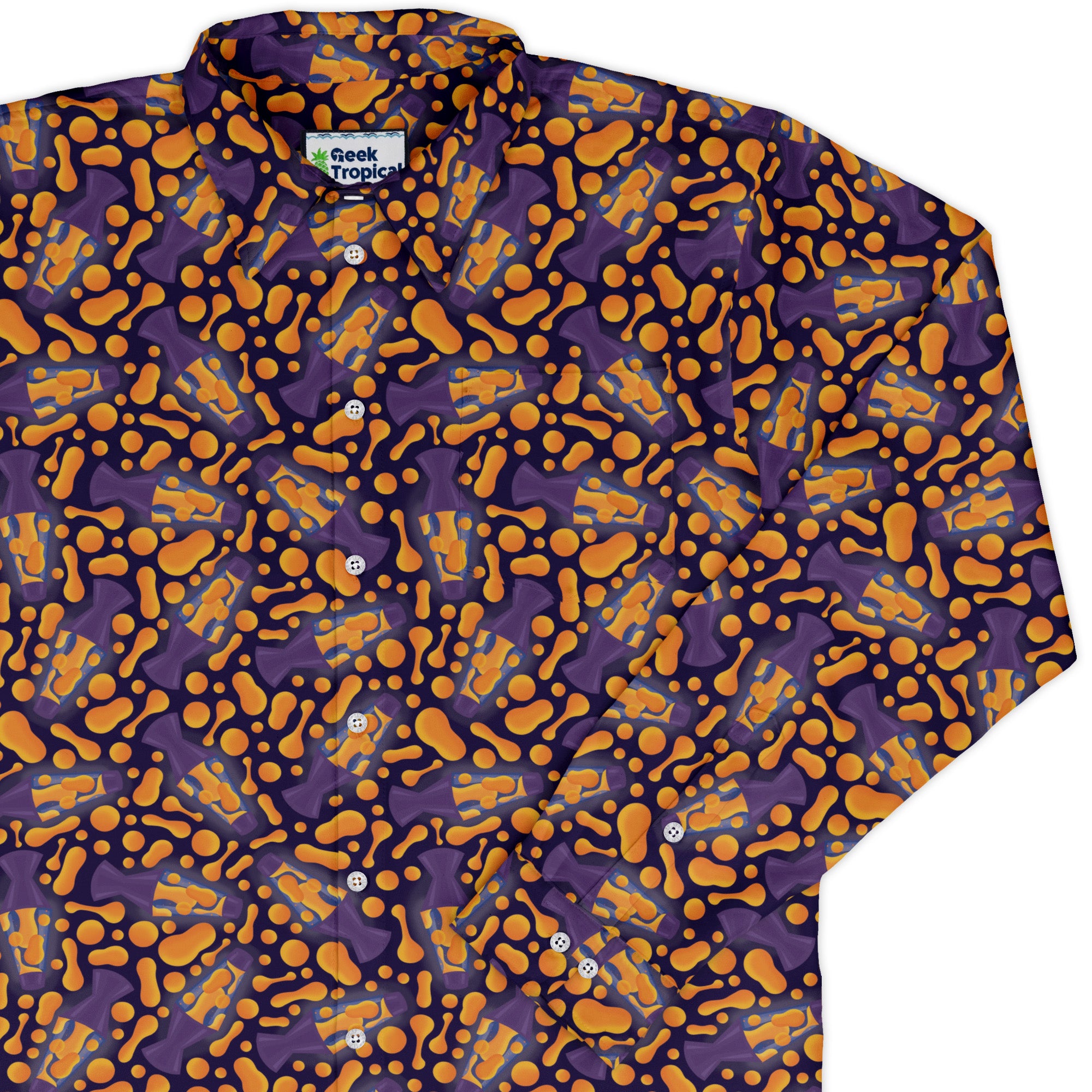 Groovy Lava Lamps Dark Long Sleeve Button Up Shirt cover