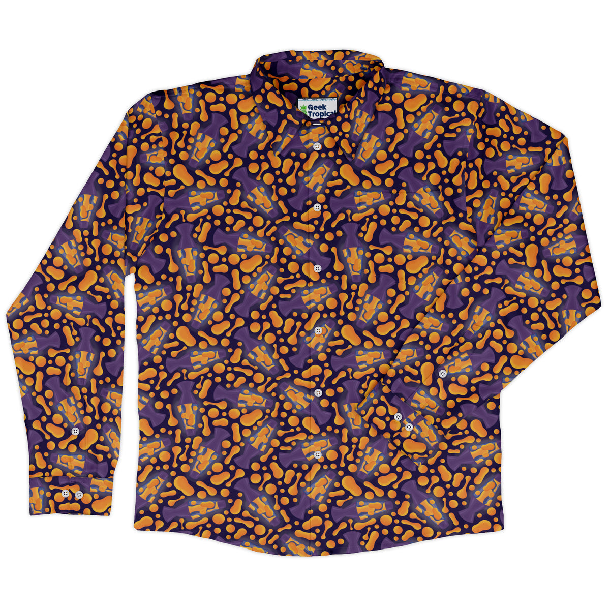 Groovy Lava Lamps Dark Long Sleeve Button Up Shirt front