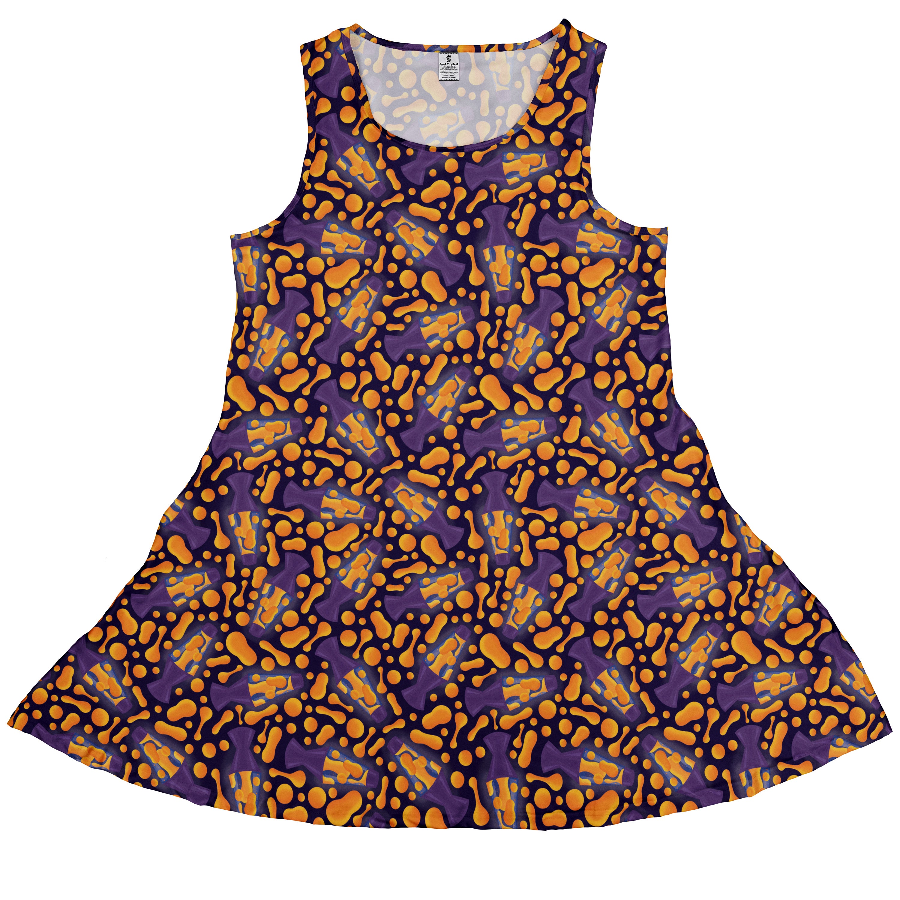 Groovy Lava Lamps Dark Sleeveless Dress front
