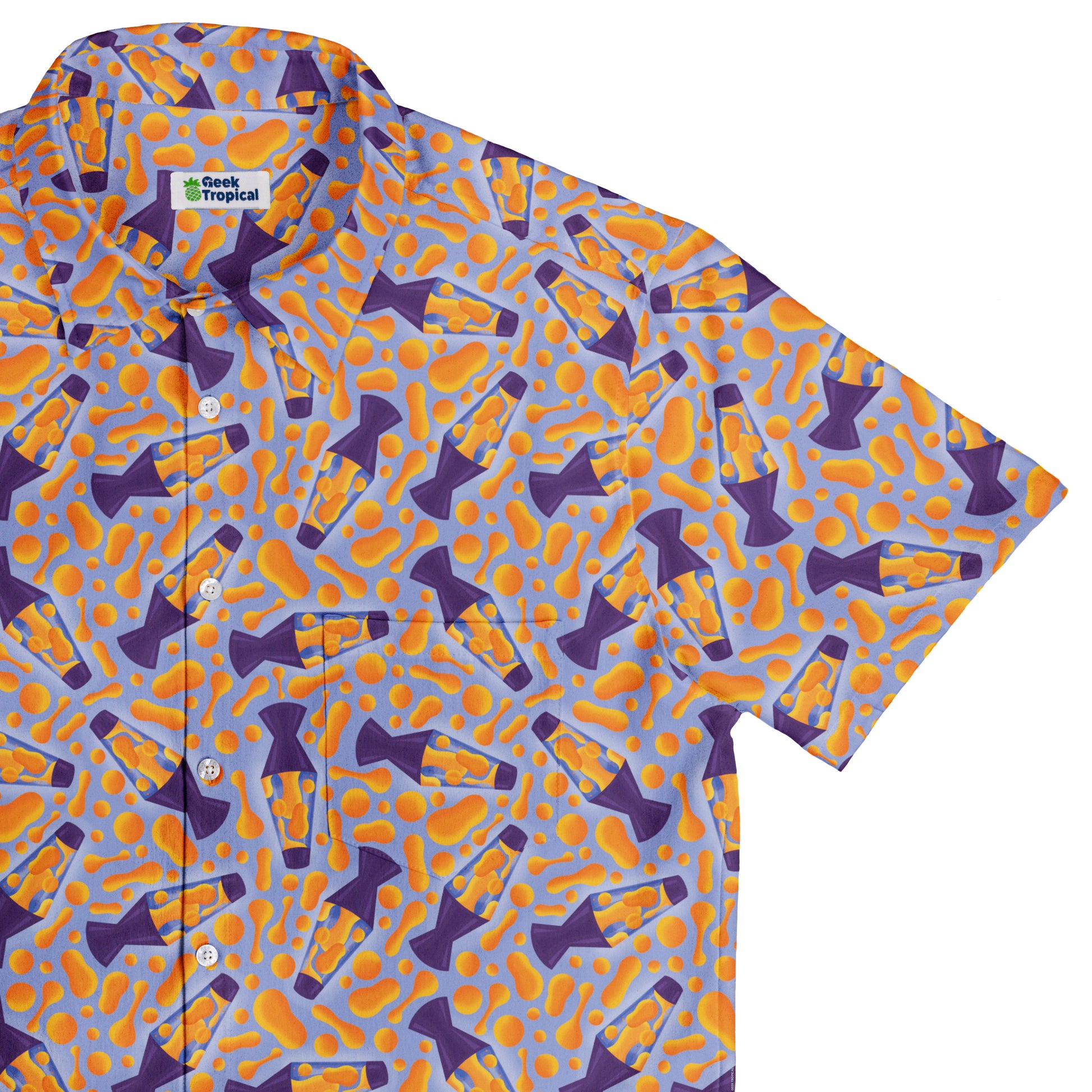 Groovy Lava Lamps Light Button Up Shirt Top Corner