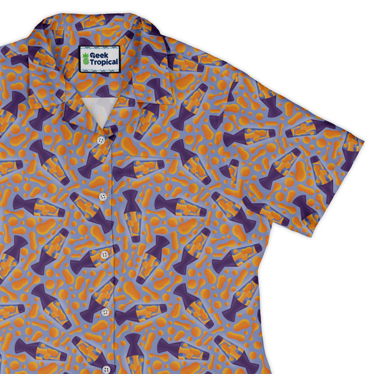 Groovy Lava Lamps Light Curvy Button Up Shirt Old Curvy Button Up Shirt womens top right