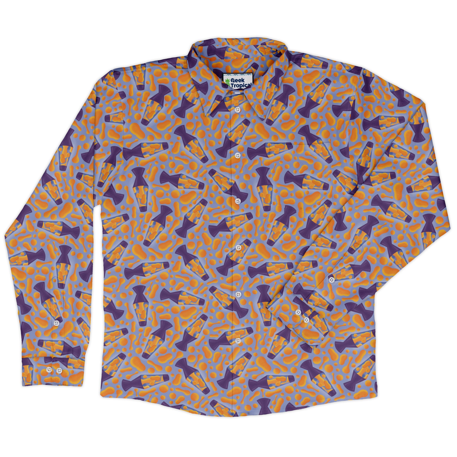 Groovy Lava Lamps Light Long Sleeve Button Up Shirt front