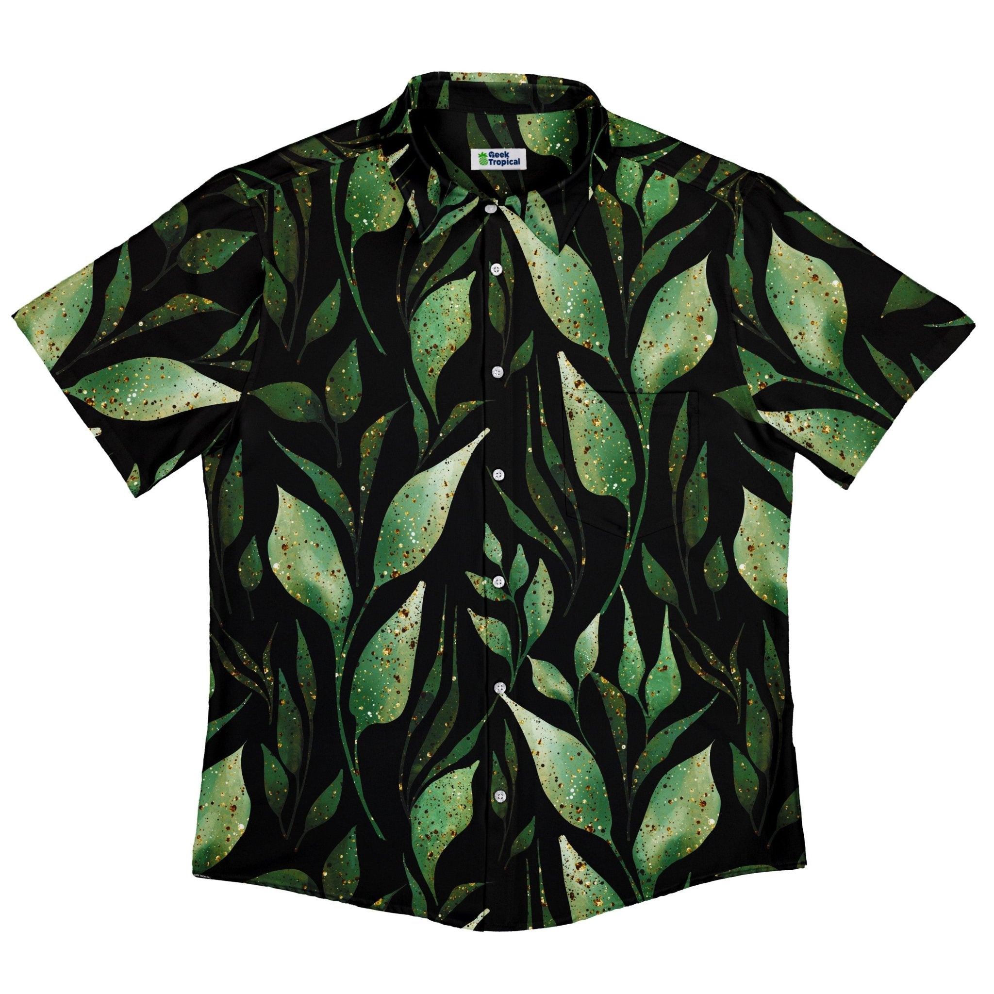 Growing Leaves Metallic Specs Button Up Shirt - adult sizing - Botany Print - Simple Patterns