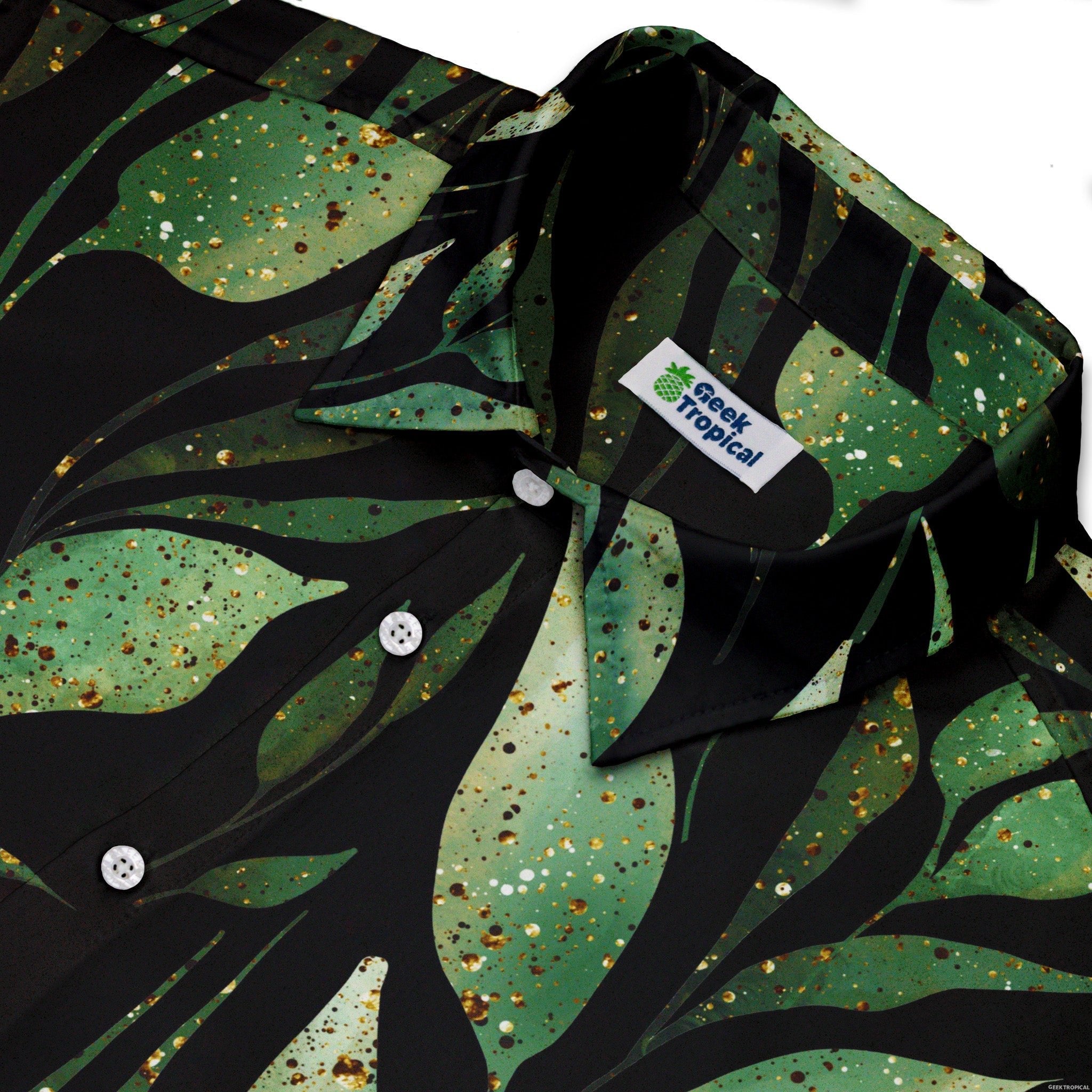 Growing Leaves Metallic Specs Button Up Shirt - adult sizing - Botany Print - Simple Patterns