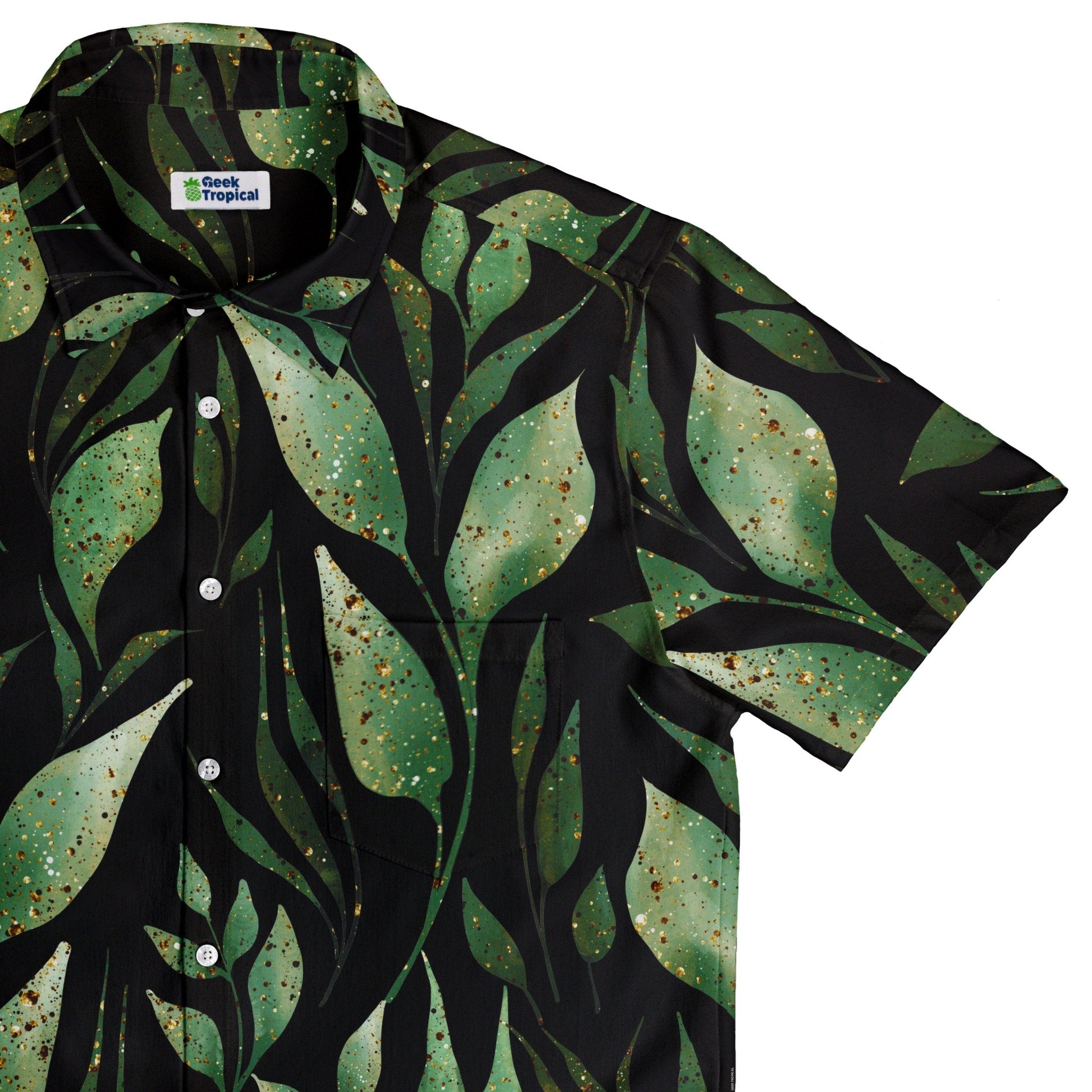 Growing Leaves Metallic Specs Button Up Shirt - adult sizing - Botany Print - Simple Patterns