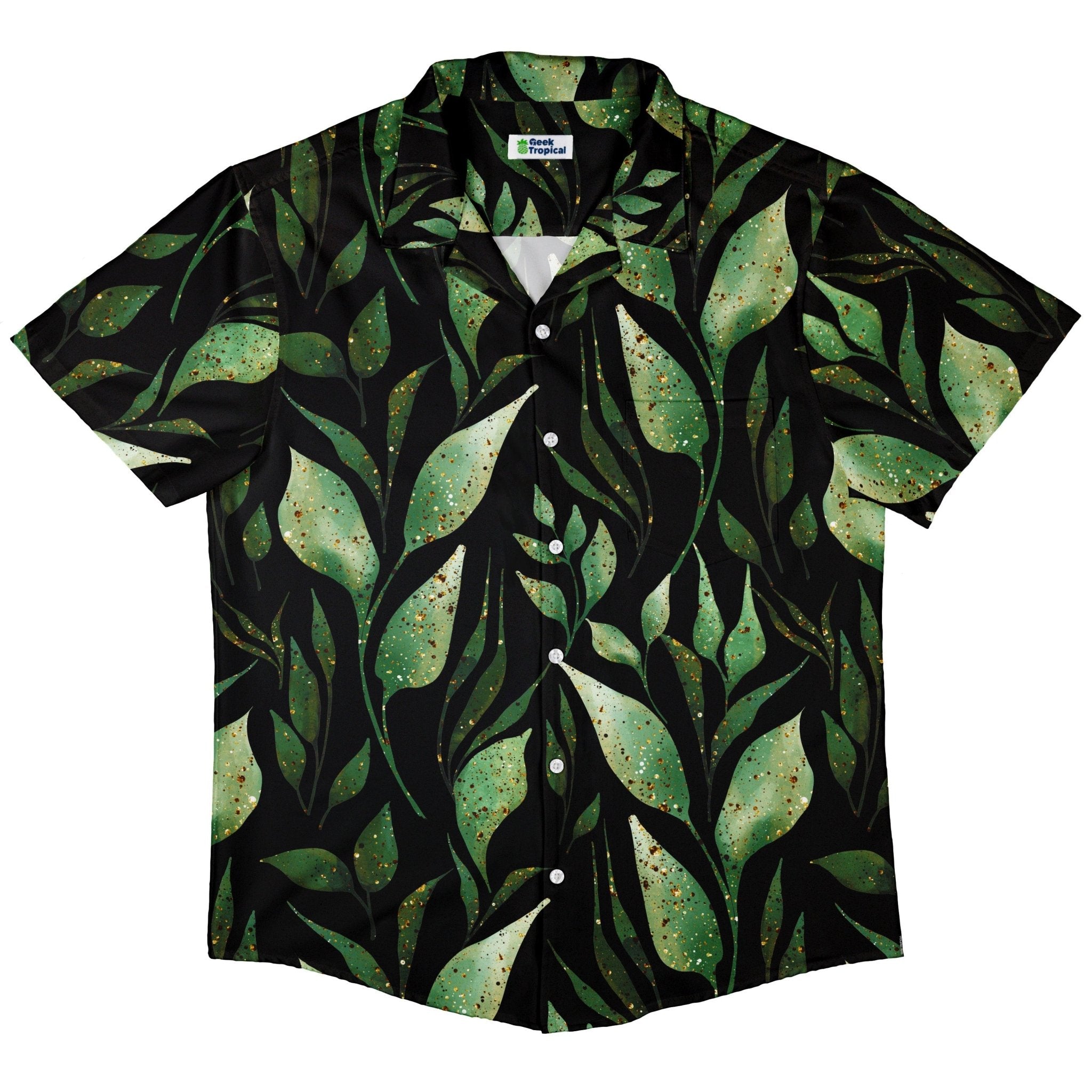 Growing Leaves Metallic Specs Button Up Shirt - adult sizing - Botany Print - Simple Patterns