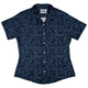 Guitar Blossoms Blue Curvy Button Up Shirt Geek Nerd Design by Dunking Toast music print women