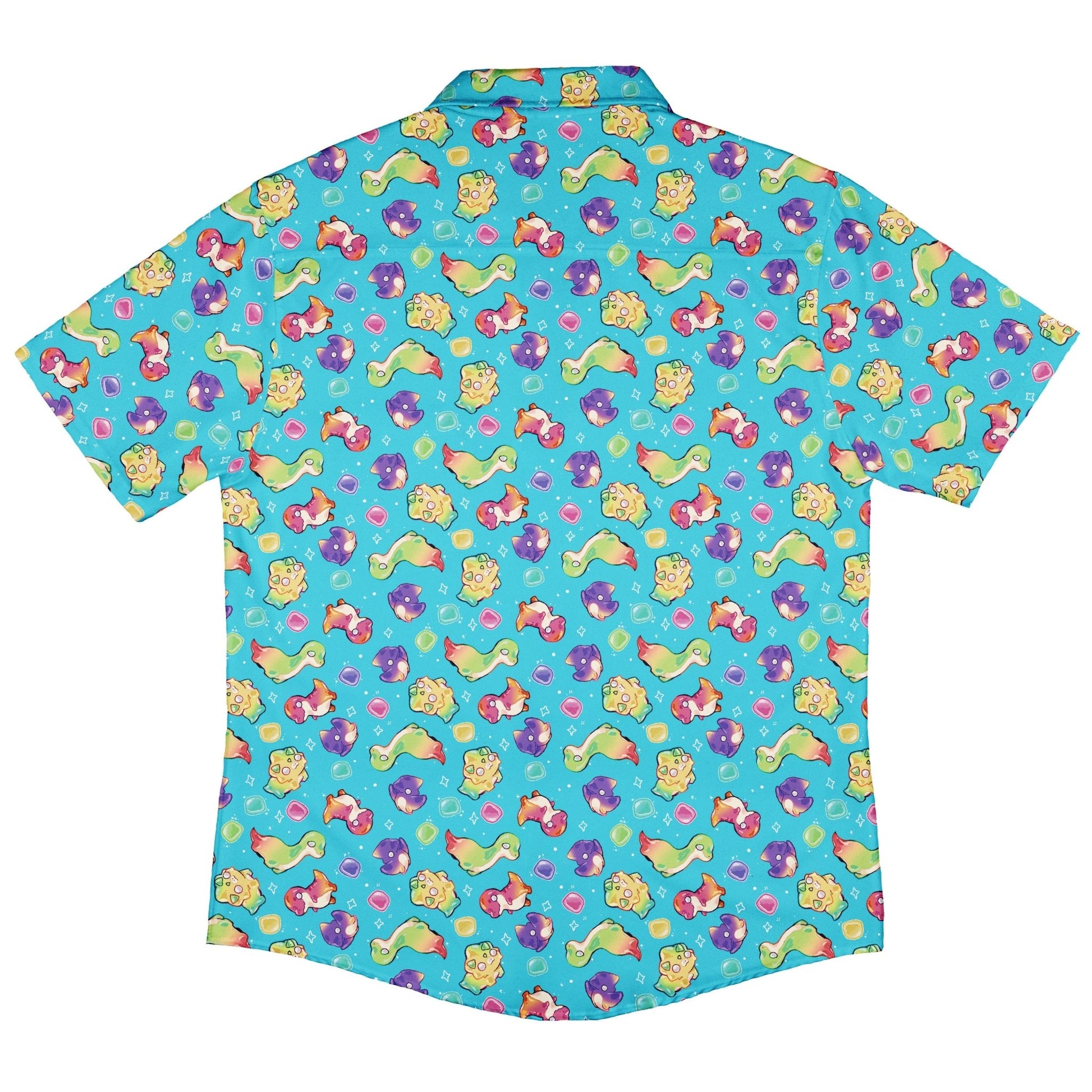 Gum Drop Dinos Button Up Shirt Geek Nerd 0925 adult sizing All Adult Button Up Shirts