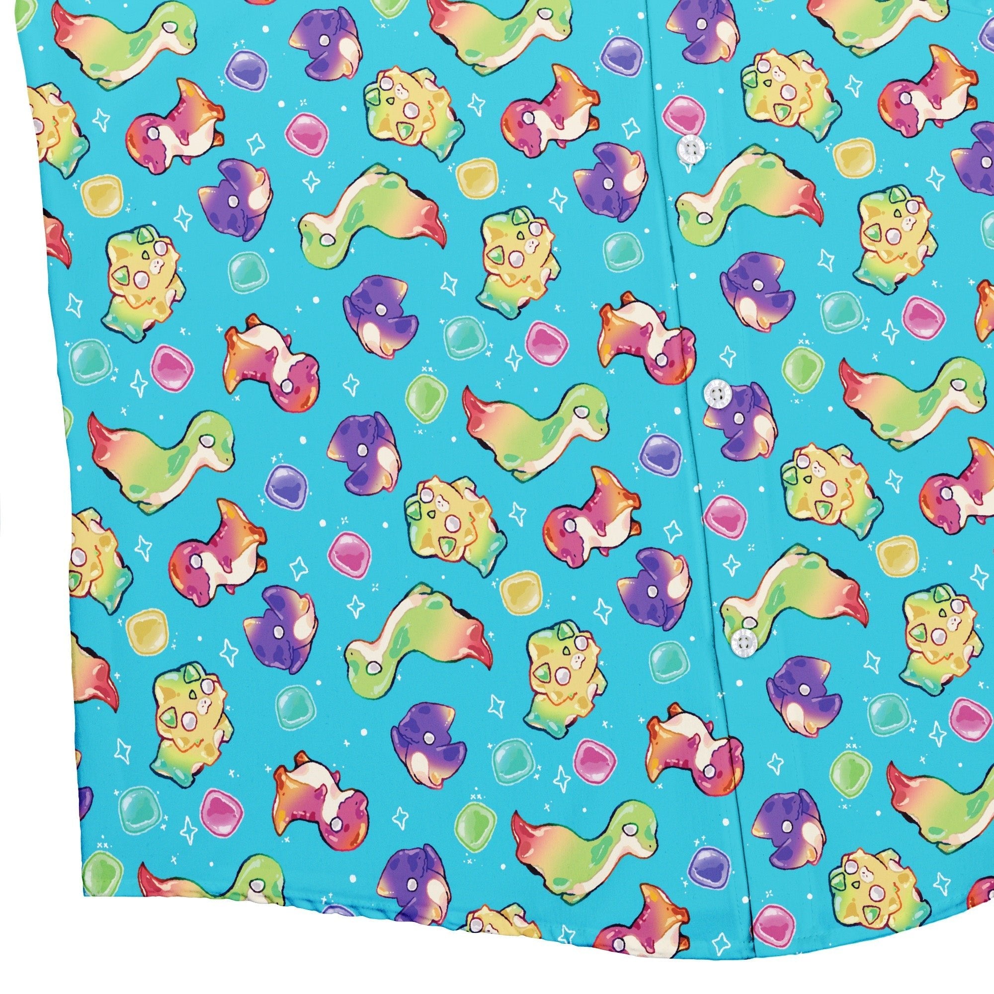 Gum Drop Dinos Button Up Shirt Geek Nerd 0925 adult sizing All Adult Button Up Shirts