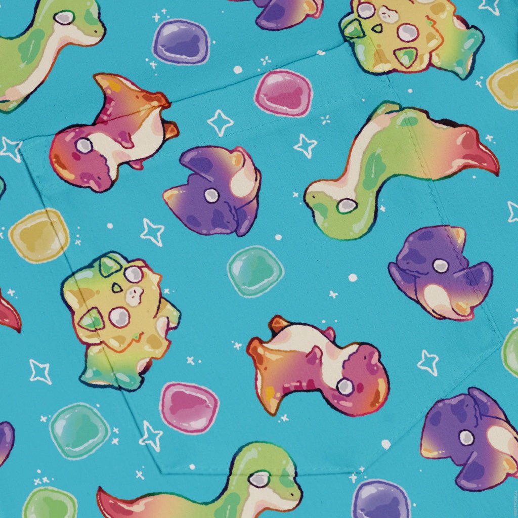 Gum Drop Dinos Button Up Shirt Geek Nerd 0925 adult sizing All Adult Button Up Shirts