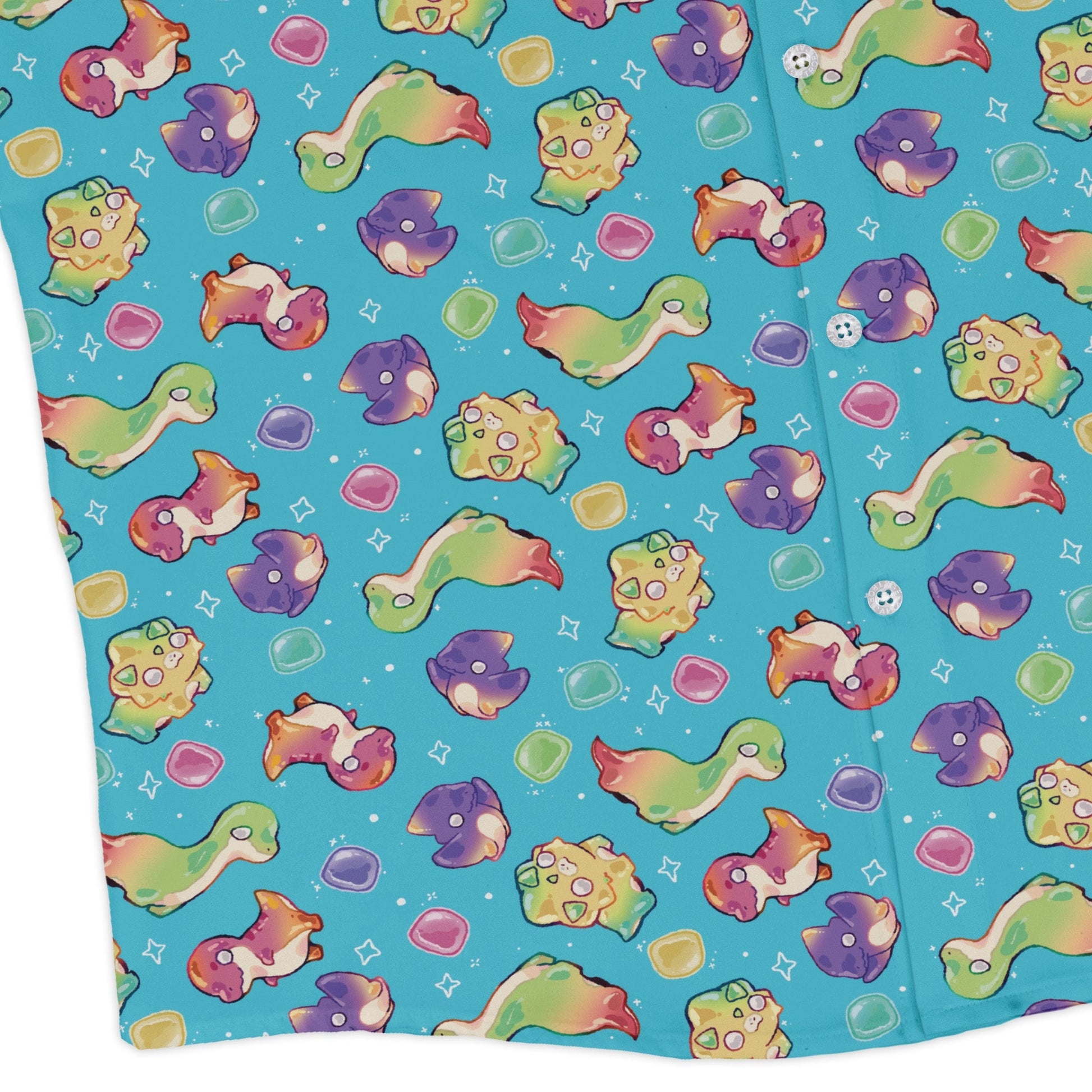 Gum Drop Dinos Long Sleeve Button Up Shirt Geek Nerd 0925 adult sizing All Adult Button Up Shirts