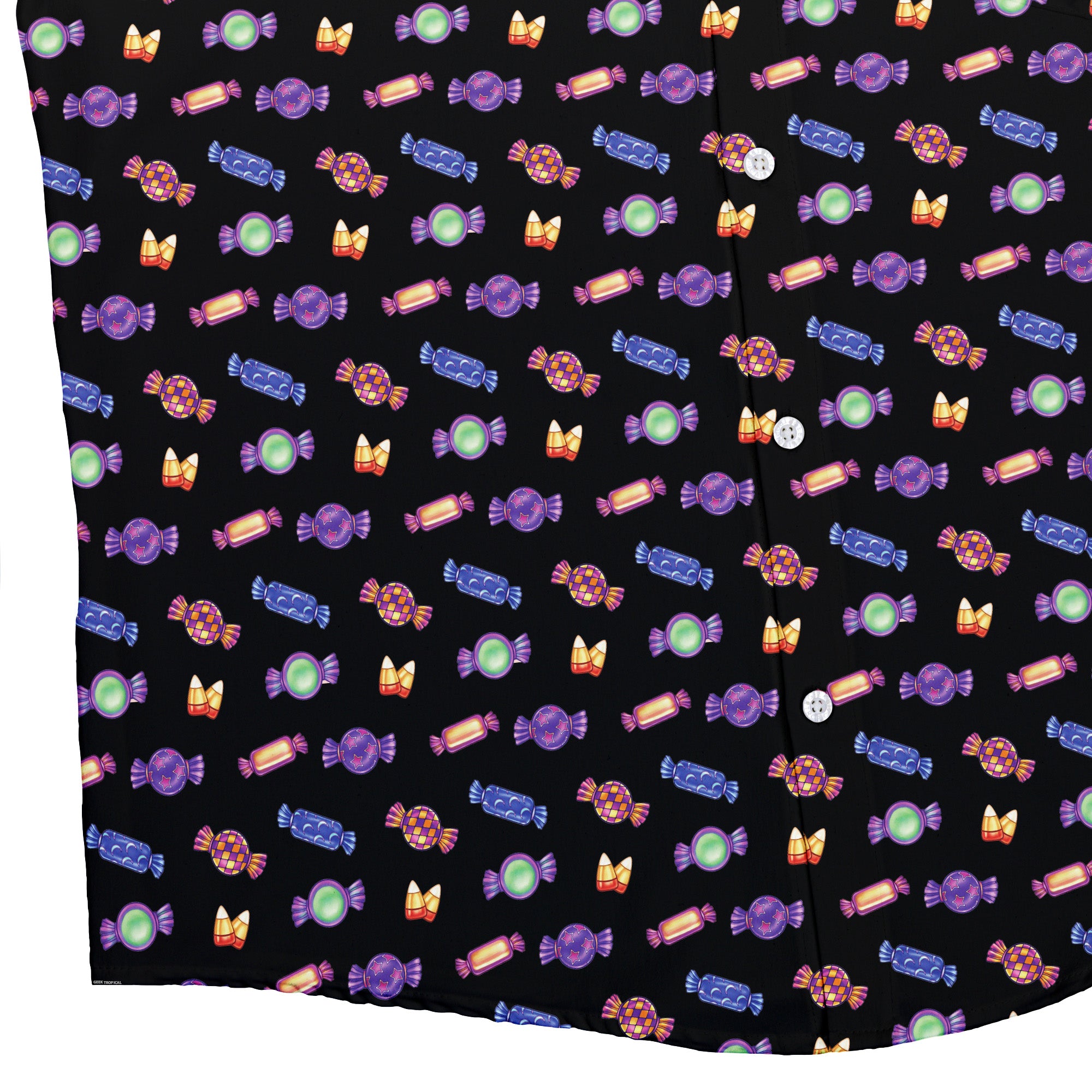 Halloween Candies Button Up Shirt Bottom Corner