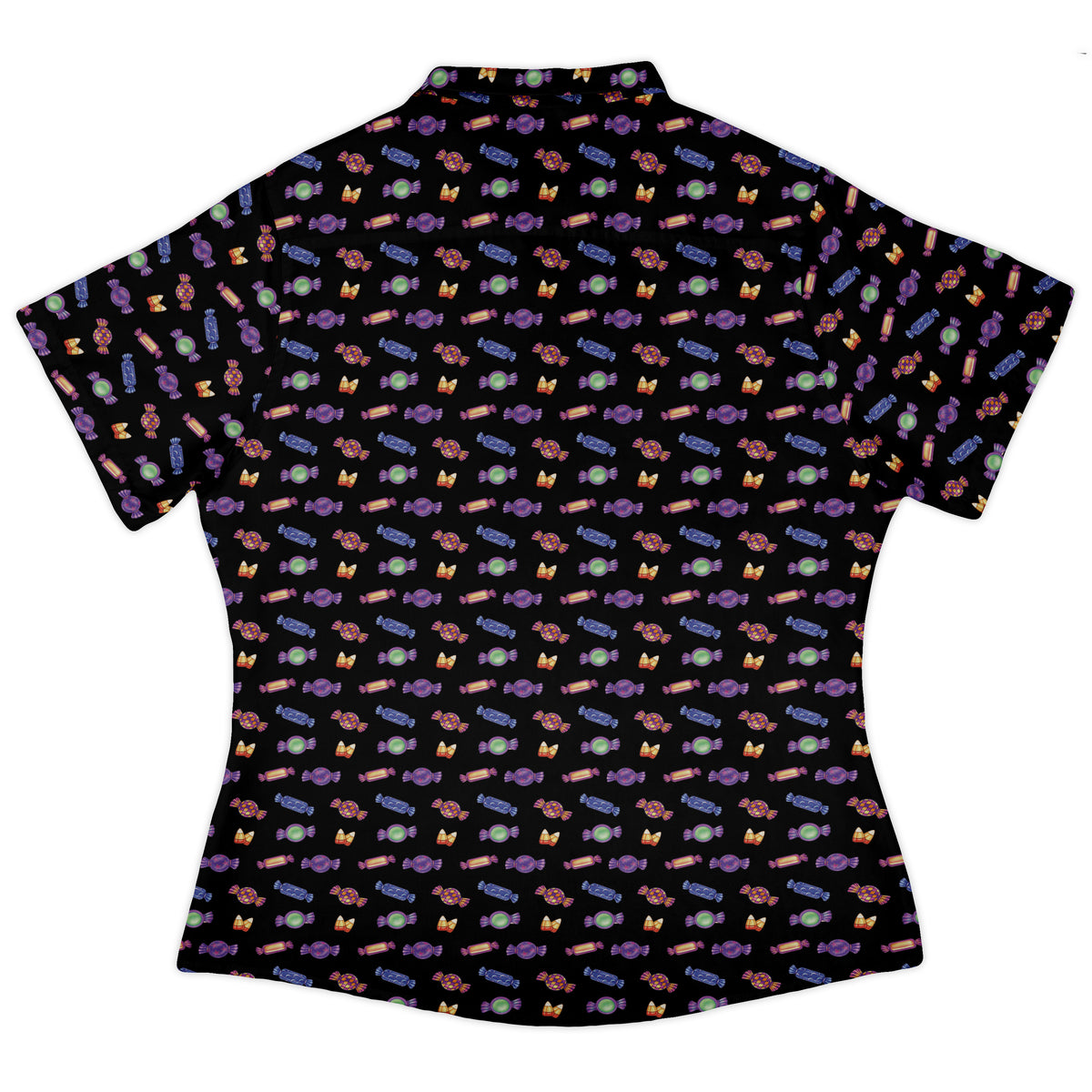 Halloween Candies Curvy Button Up Shirt womens back