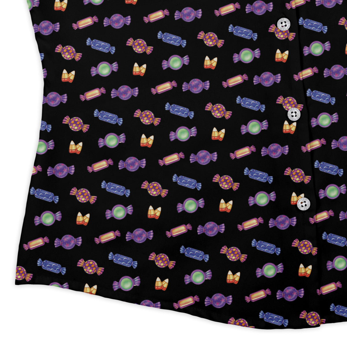 Halloween Candies Curvy Button Up Shirt womens corner