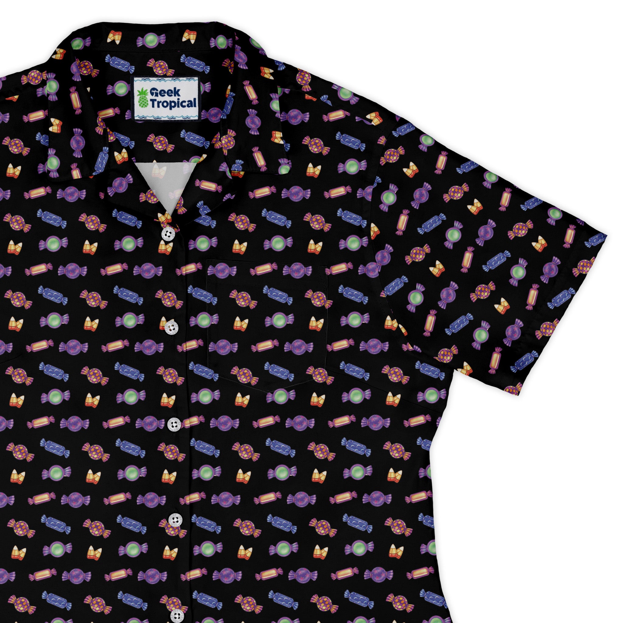 Halloween Candies Curvy Button Up Shirt womens top right