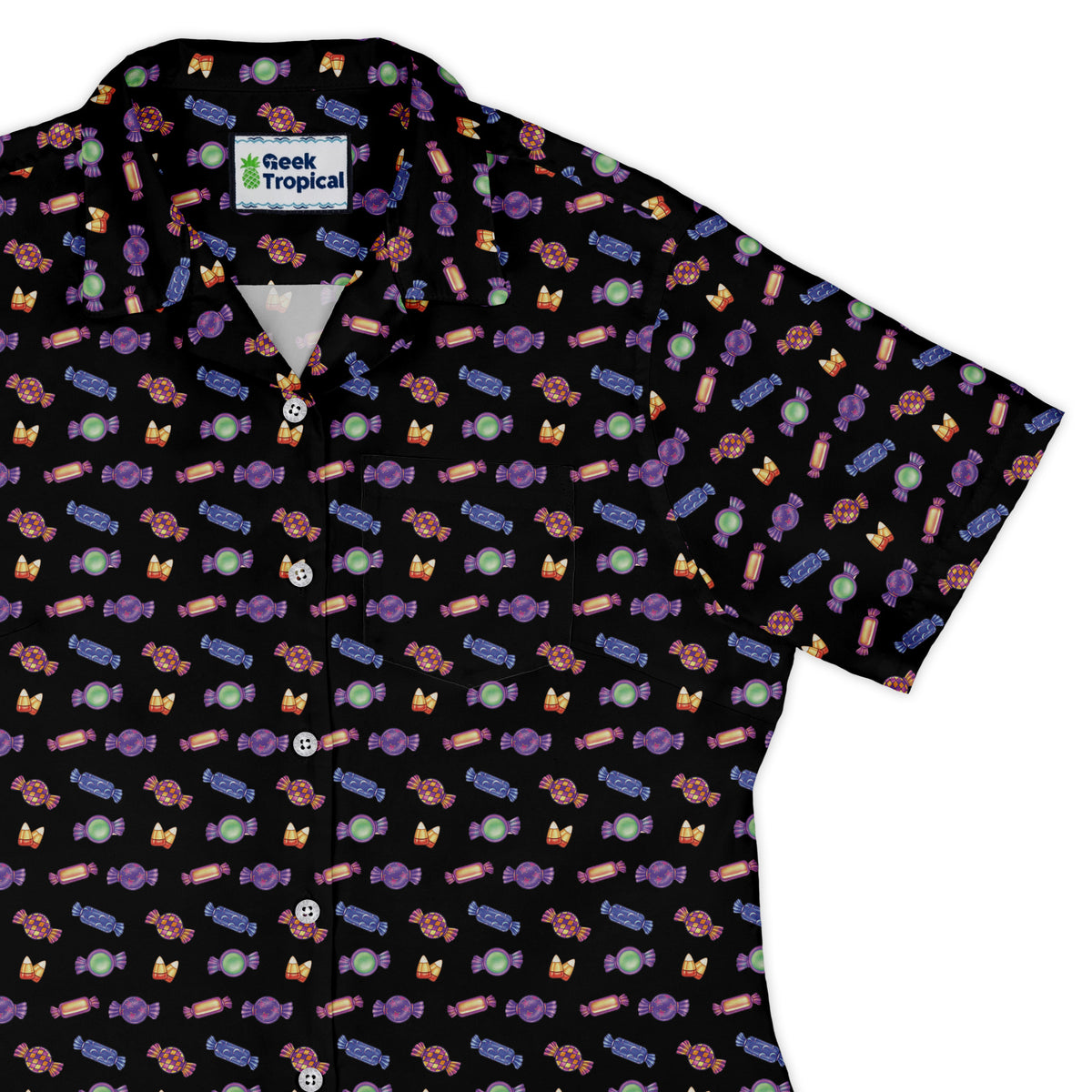 Halloween Candies Curvy Button Up Shirt womens top right