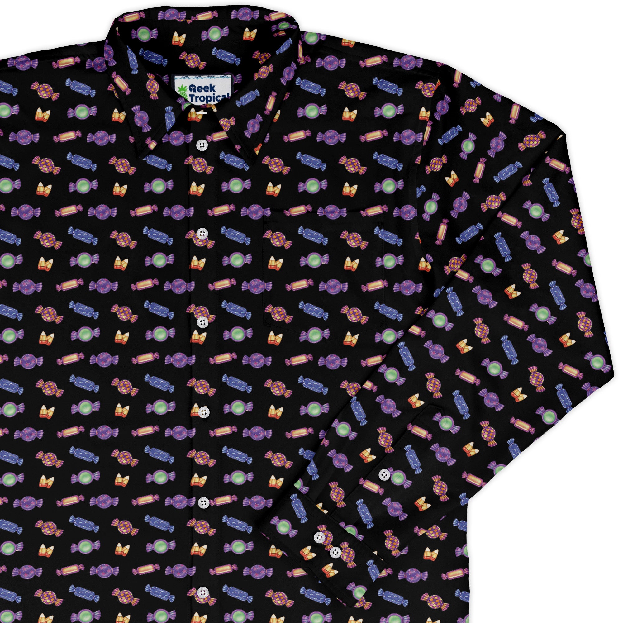 Halloween Candies Long Sleeve Button Up Shirt cover