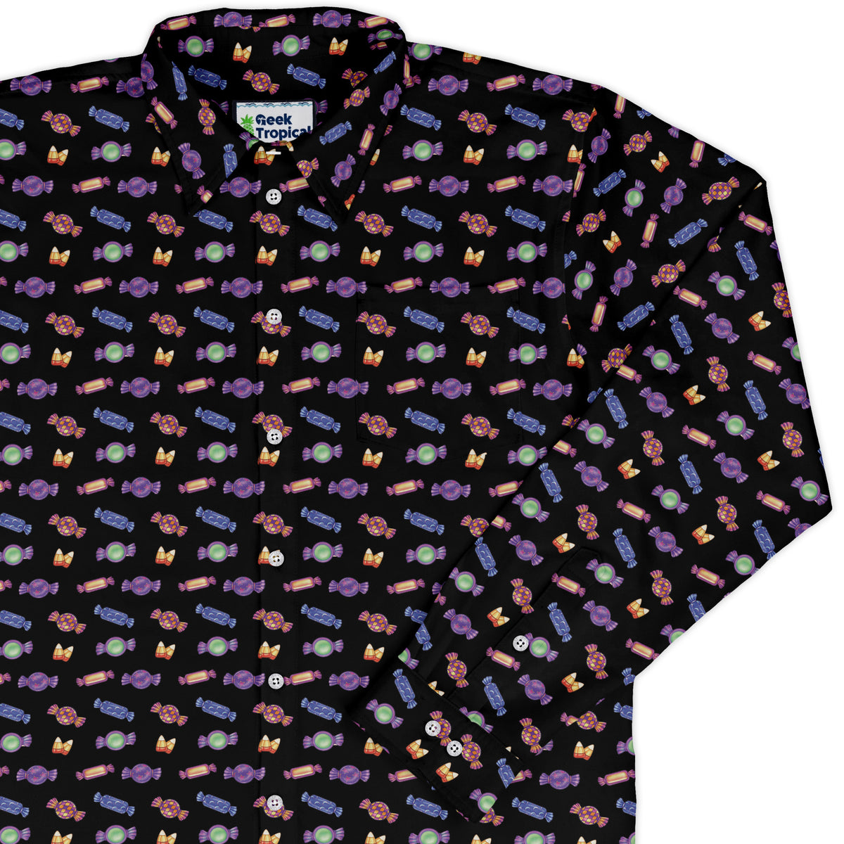 Halloween Candies Long Sleeve Button Up Shirt cover
