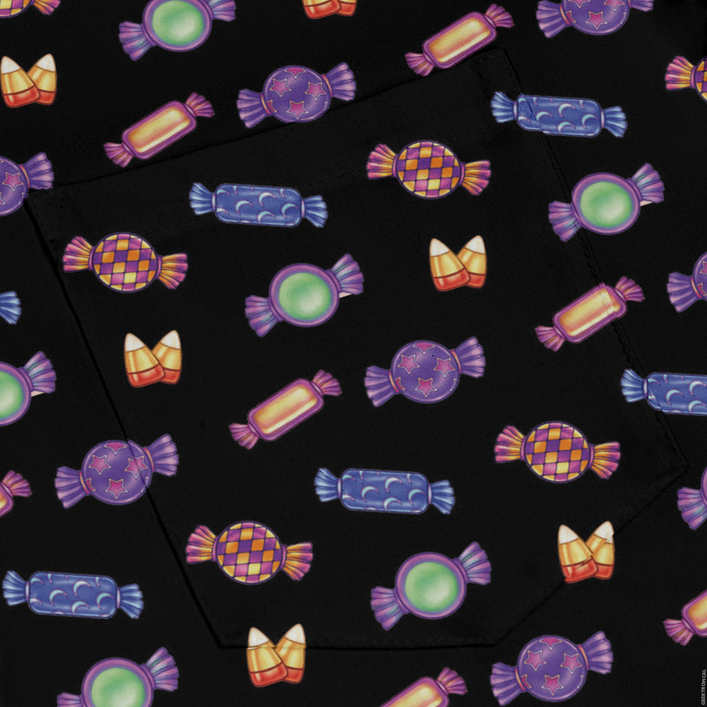 Halloween Candies Long Sleeve Button Up Shirt pocket
