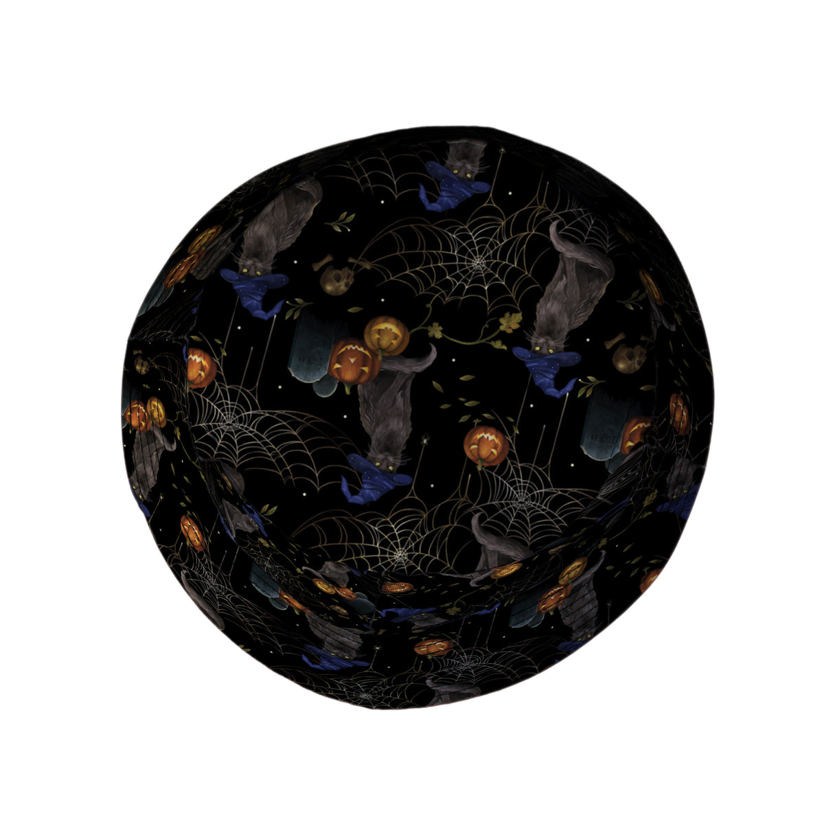 Halloween Cat Bucket Hat Top View
