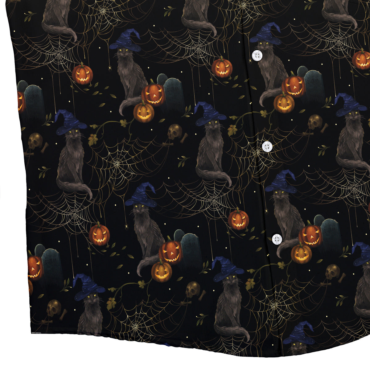 Halloween Cat Button Up Shirt Bottom Corner