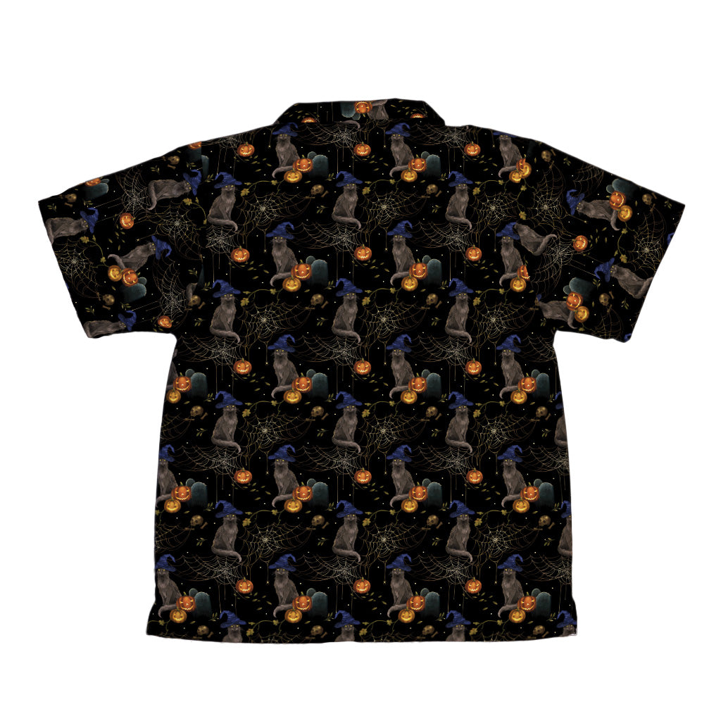 Halloween Cat Youth Hawaiian Shirt Back