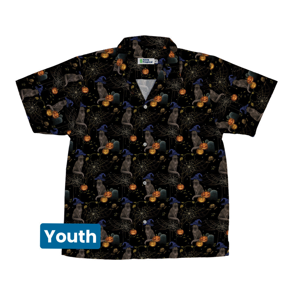 Halloween Cat Youth Hawaiian Shirt Front