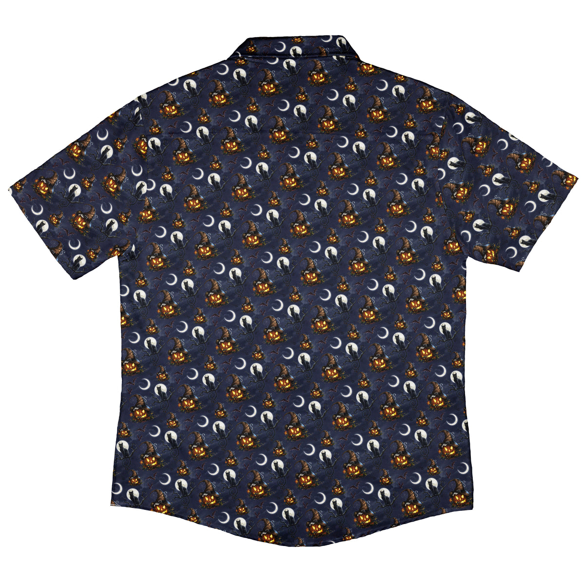 Halloween Cats Full Moon Button Up Shirt Back