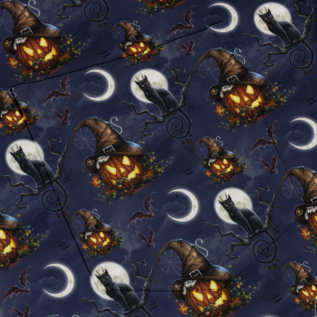 Halloween Cats Full Moon Button Up Shirt Pocket