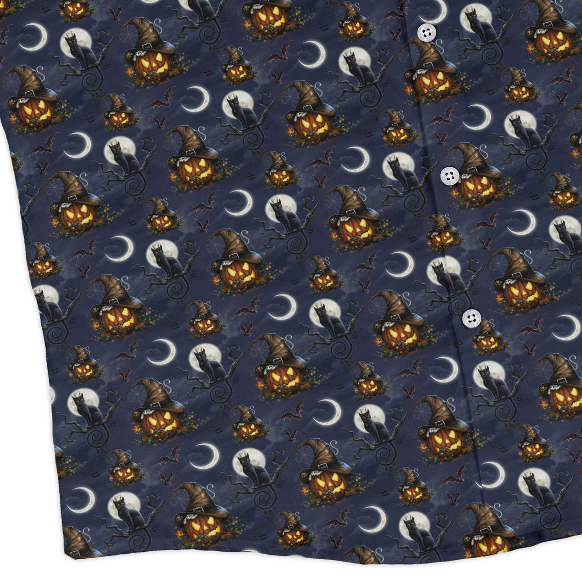 Halloween Cats Full Moon Long Sleeve Button Up Shirt Old Long Sleeve Button Up Shirt corner