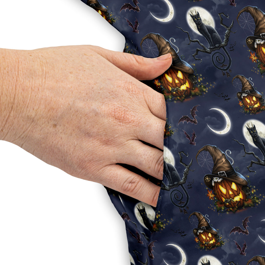 Halloween Cats Full Moon Sleeveless Dress Pocket