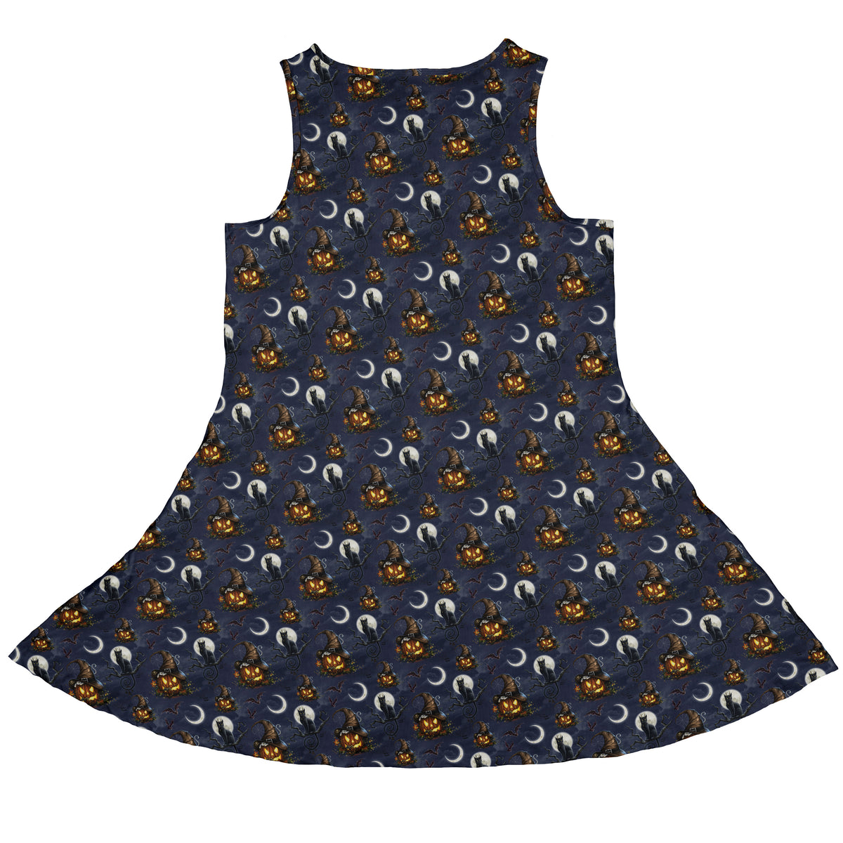 Halloween Cats Full Moon Sleeveless Dress back