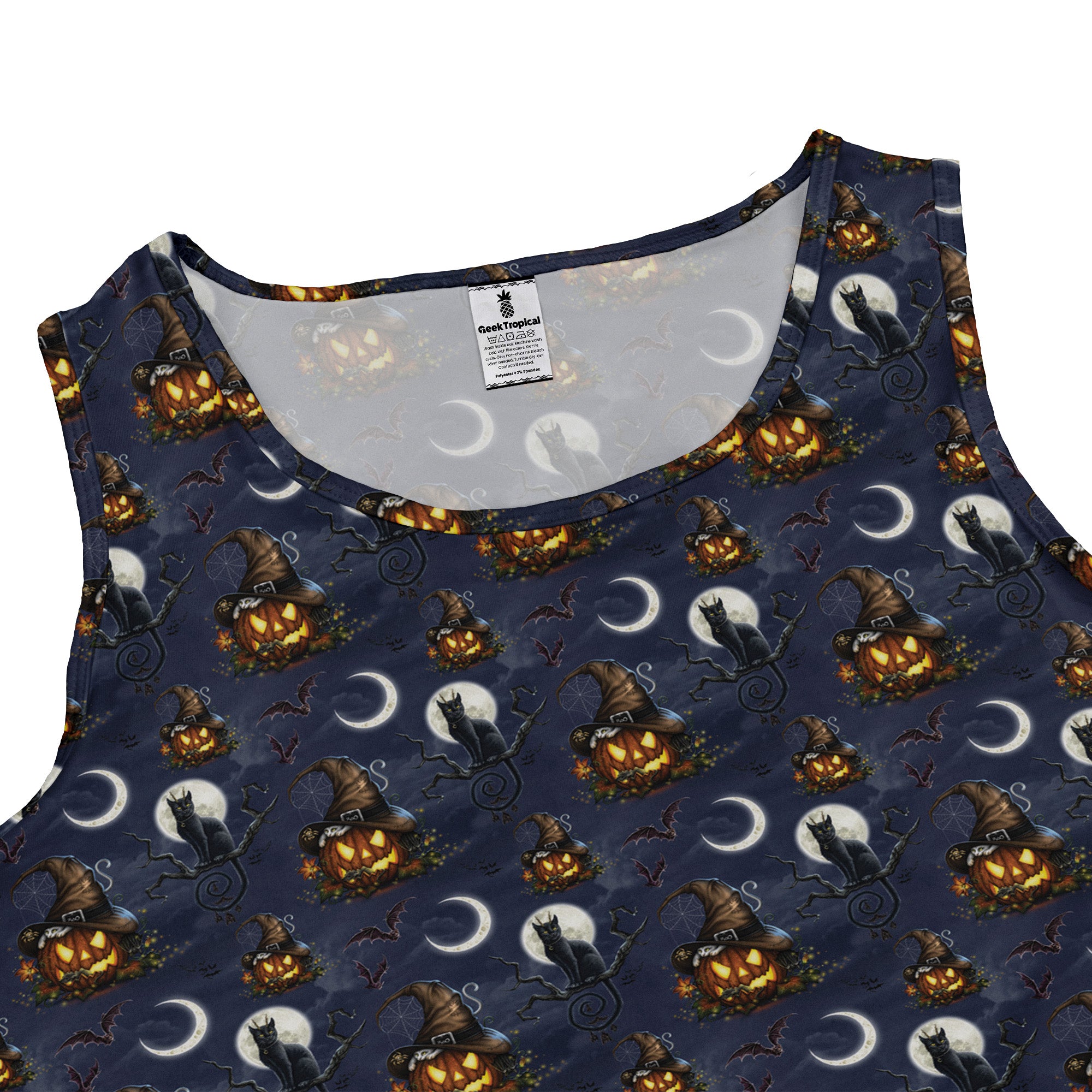 Halloween Cats Full Moon Sleeveless Dress close front
