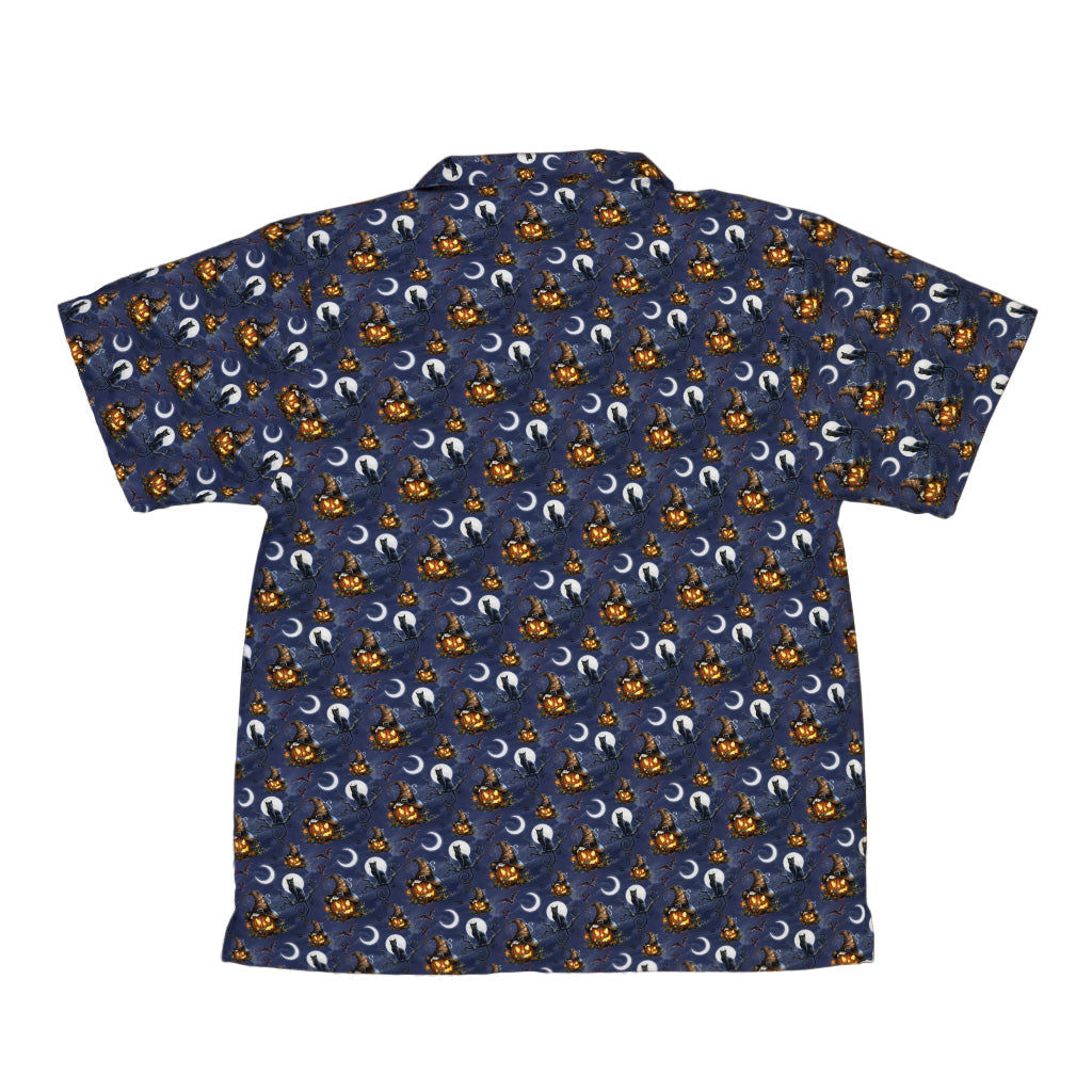 Halloween Cats Full Moon Youth Hawaiian Shirt Back