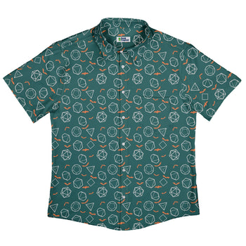 Halloween DND Dice Button Up Shirt Geek Nerd adult sizing Design by Heather Davenport dnd & rpg print