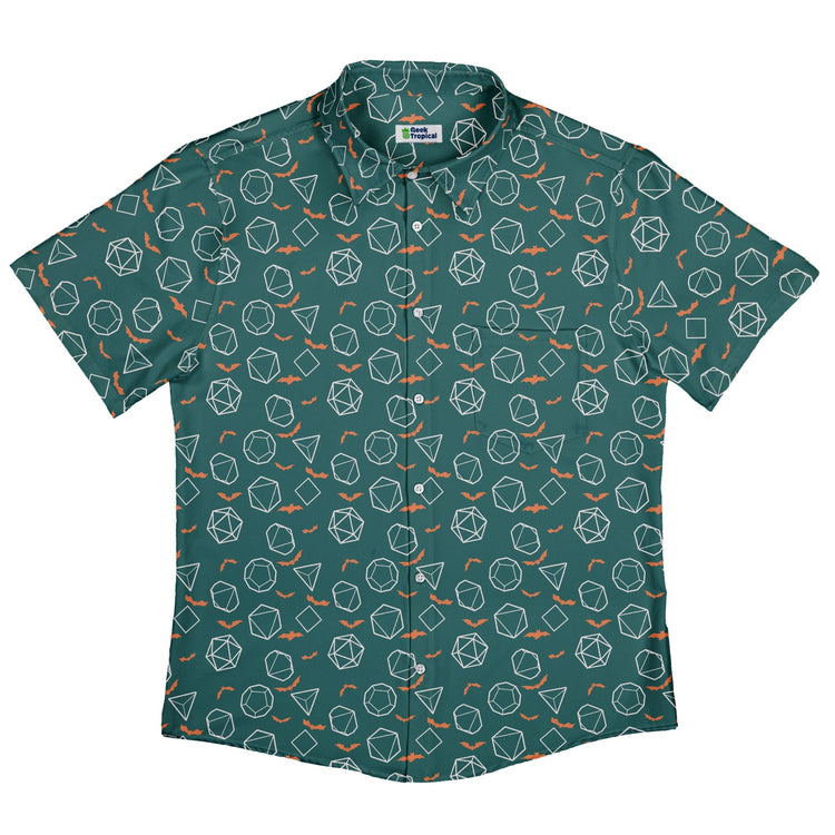 Halloween DND Dice Button Up Shirt Geek Nerd adult sizing Design by Heather Davenport dnd & rpg print