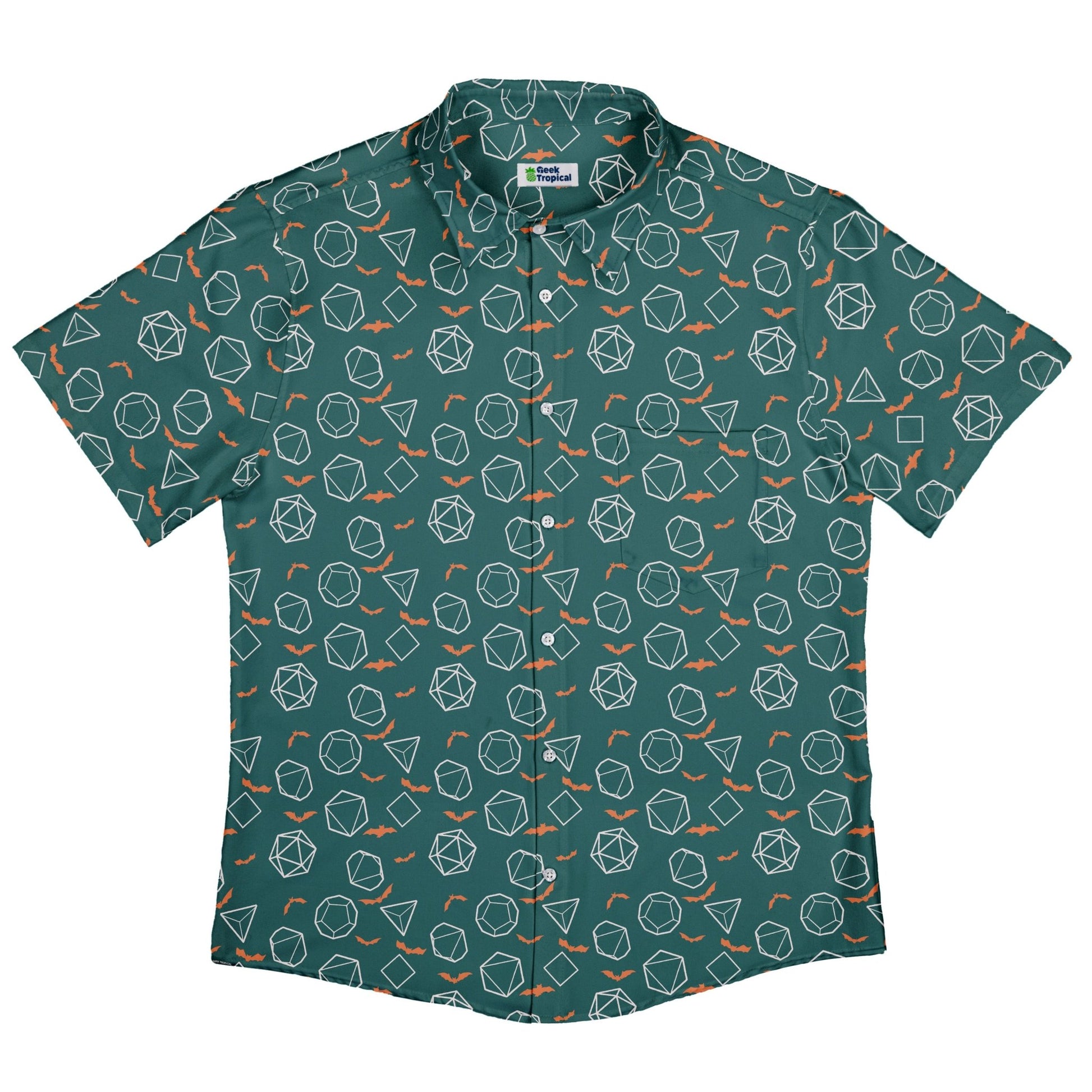 Halloween DND Dice Button Up Shirt Geek Nerd adult sizing Design by Heather Davenport dnd & rpg print