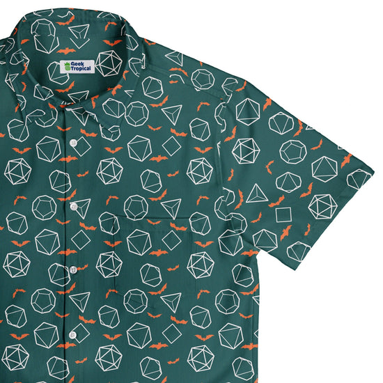 Halloween DND Dice Button Up Shirt Geek Nerd adult sizing Design by Heather Davenport dnd & rpg print