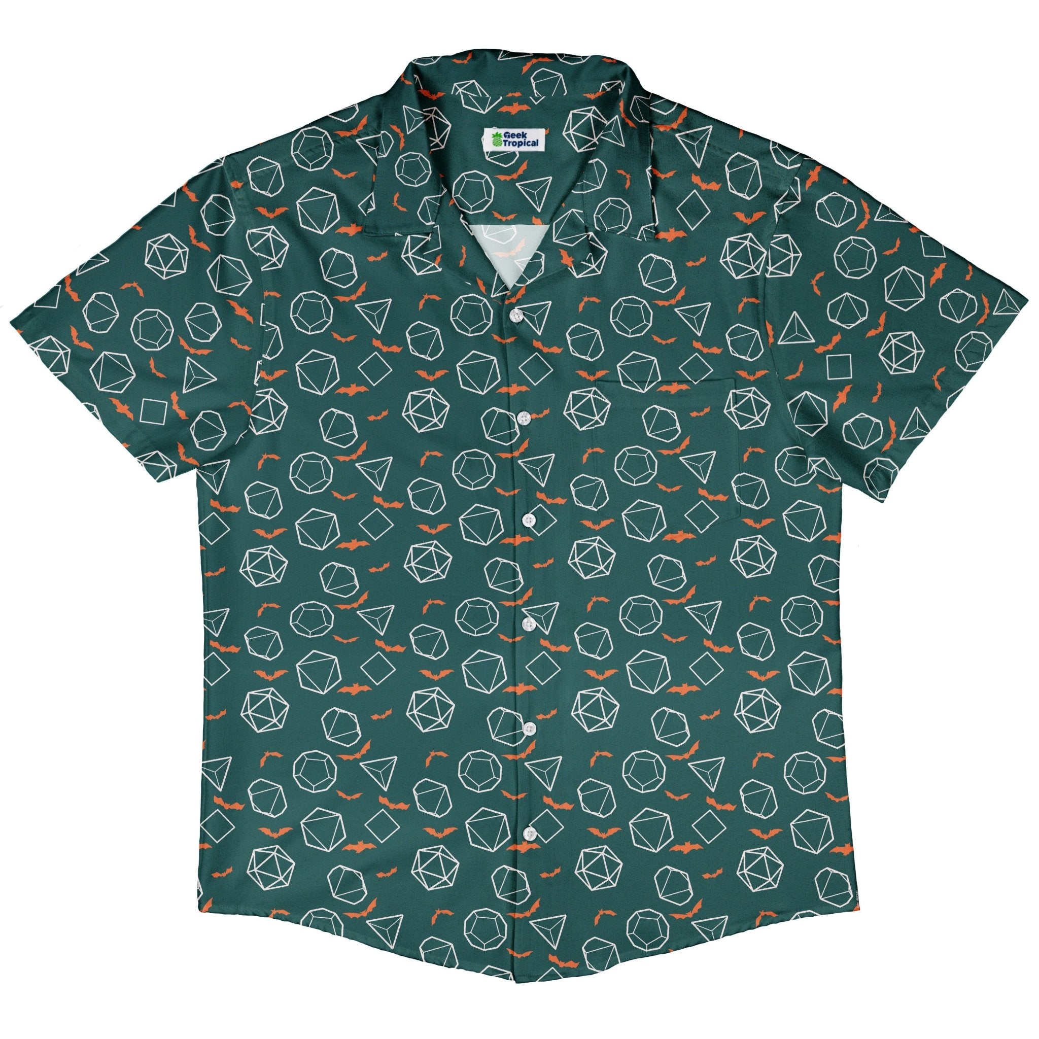 Halloween DND Dice Button Up Shirt Geek Nerd adult sizing Design by Heather Davenport dnd & rpg print