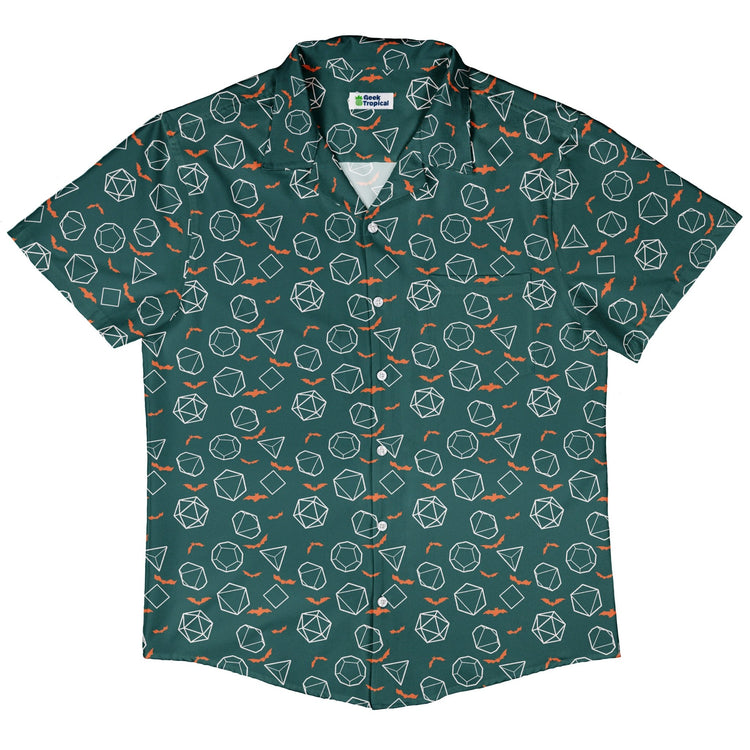 Halloween DND Dice Button Up Shirt Geek Nerd adult sizing Design by Heather Davenport dnd & rpg print