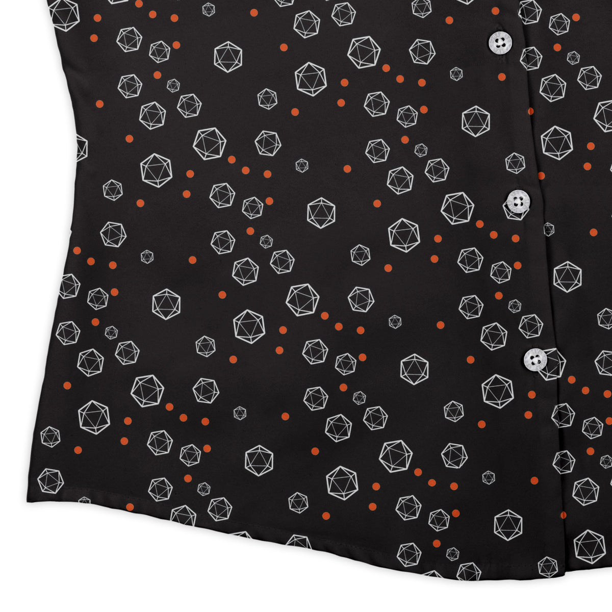 Halloween Dice Bubbles Curvy Button Up Shirt womens corner
