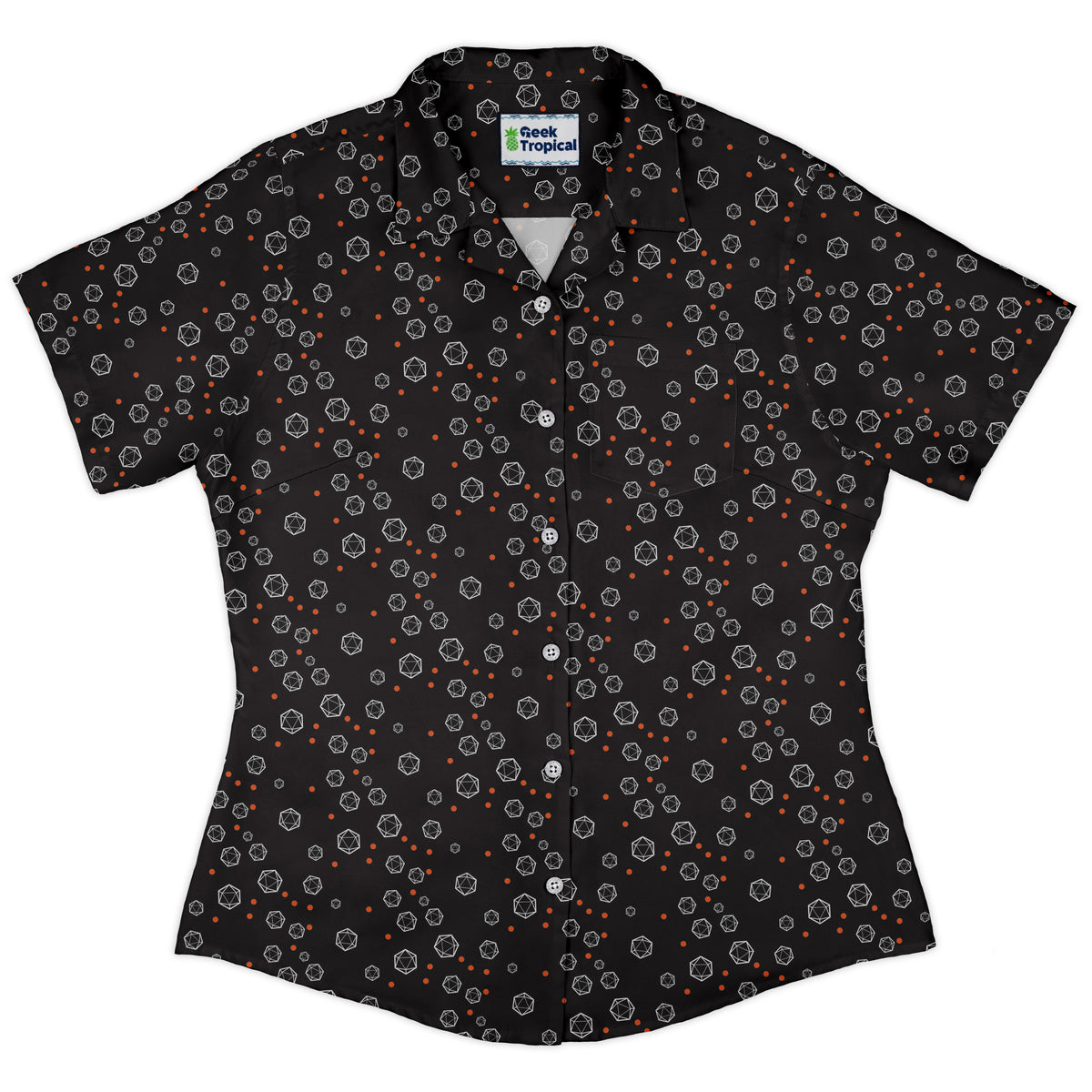 Halloween Dice Bubbles Curvy Button Up Shirt womens front