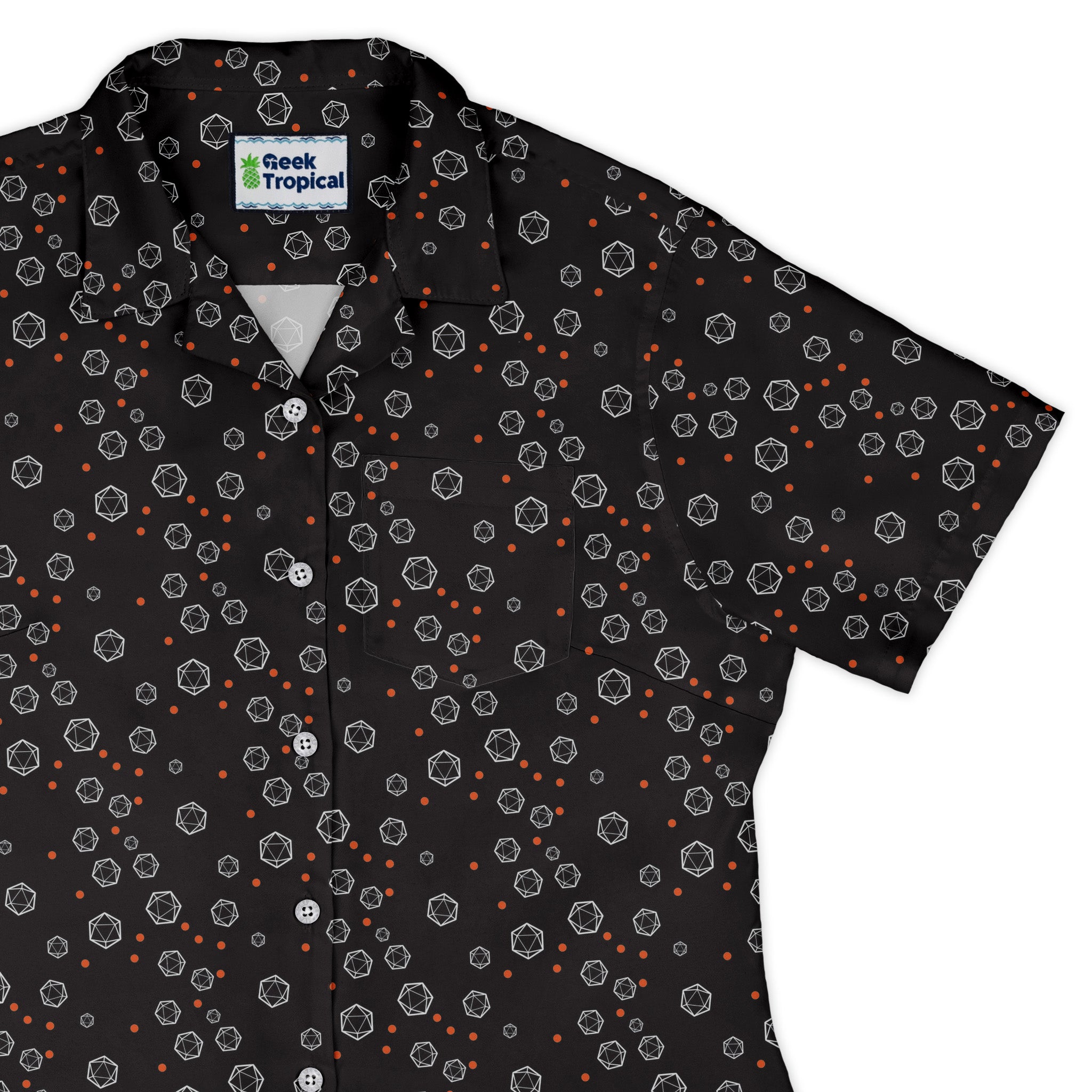 Halloween Dice Bubbles Curvy Button Up Shirt womens top right