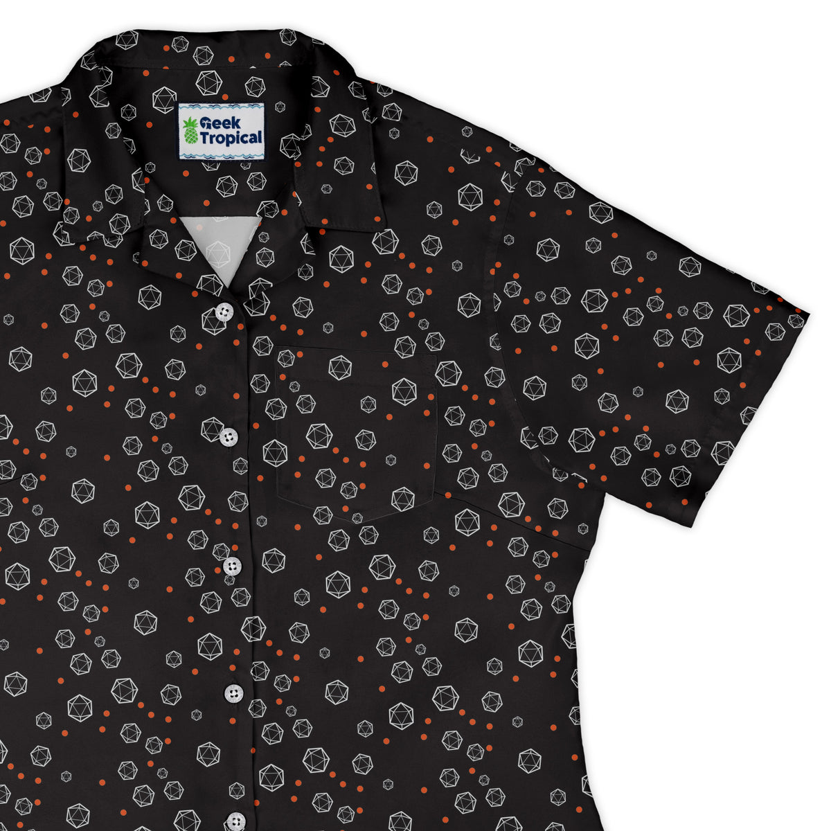Halloween Dice Bubbles Curvy Button Up Shirt womens top right