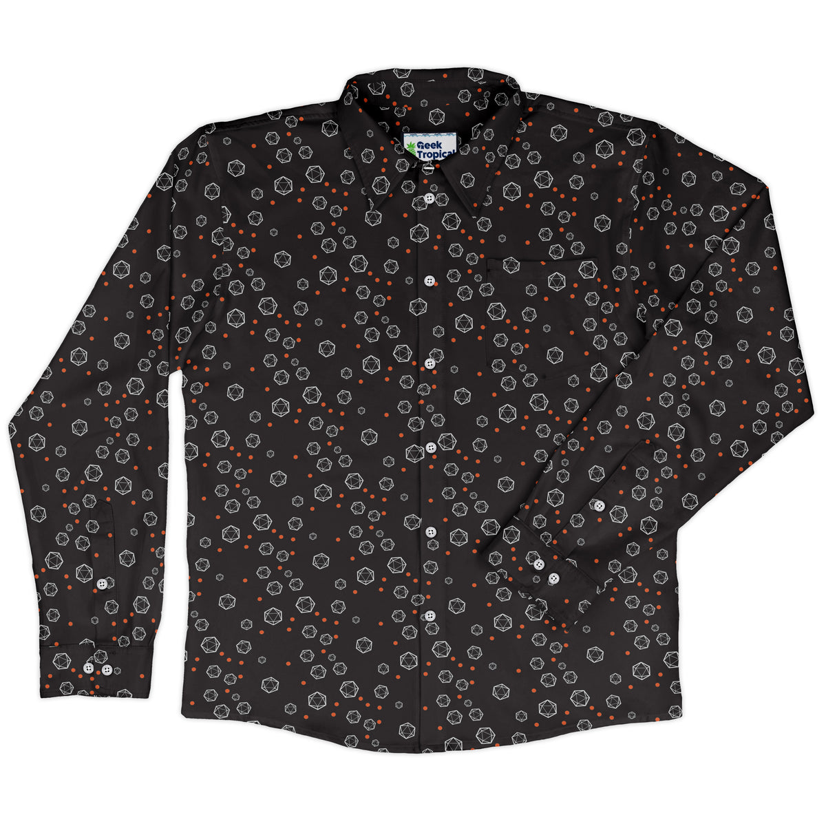 Halloween Dice Bubbles Long Sleeve Button Up Shirt front