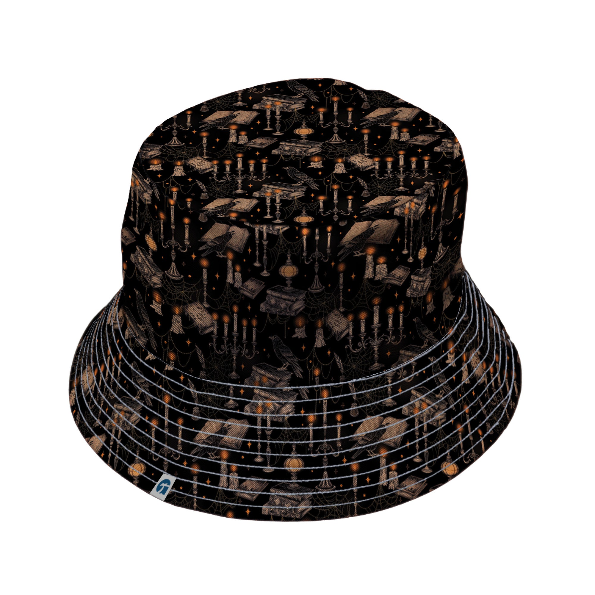 Halloween Manor Candelabra Bucket Hat Gray Stitching