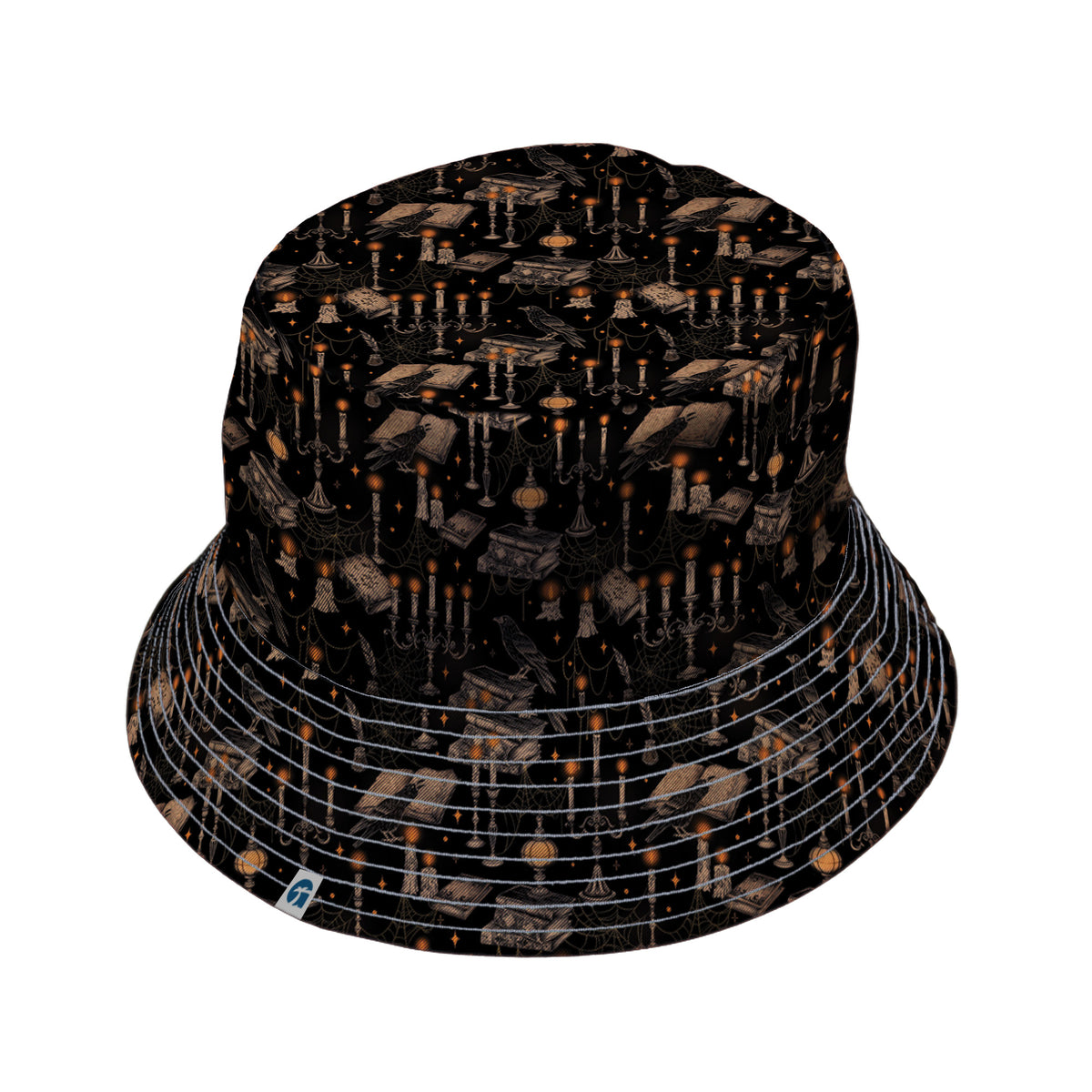 Halloween Manor Candelabra Bucket Hat Gray Stitching