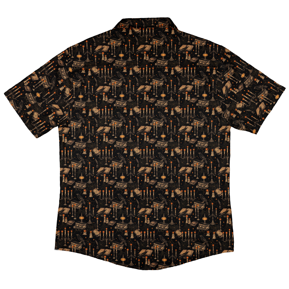Halloween Manor Candelabra Button Up Shirt Back